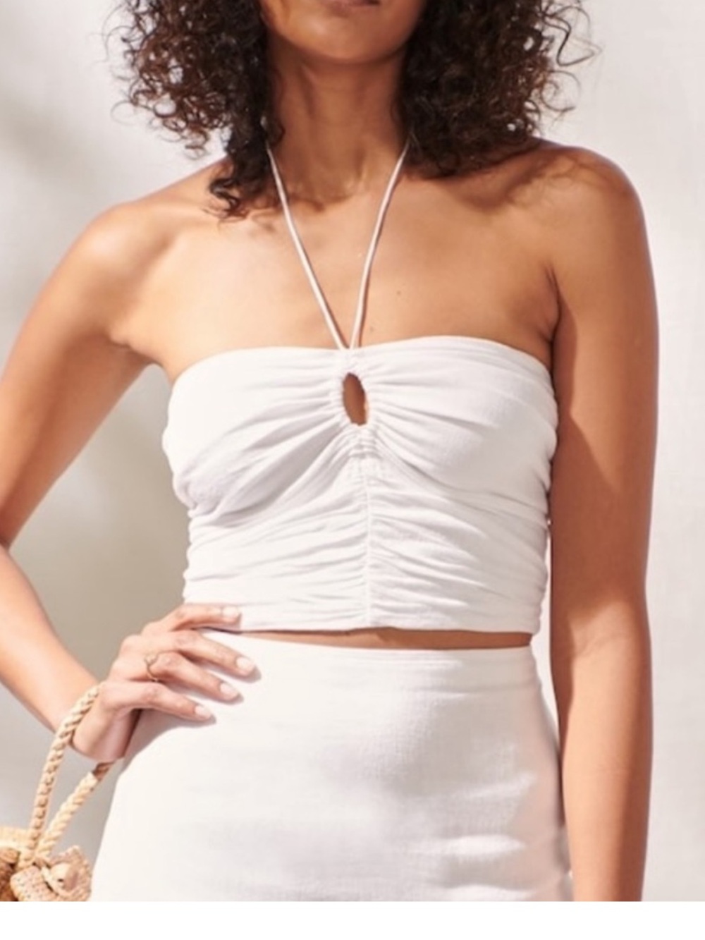 Abercrombie & fitch white halter keyhole crop top